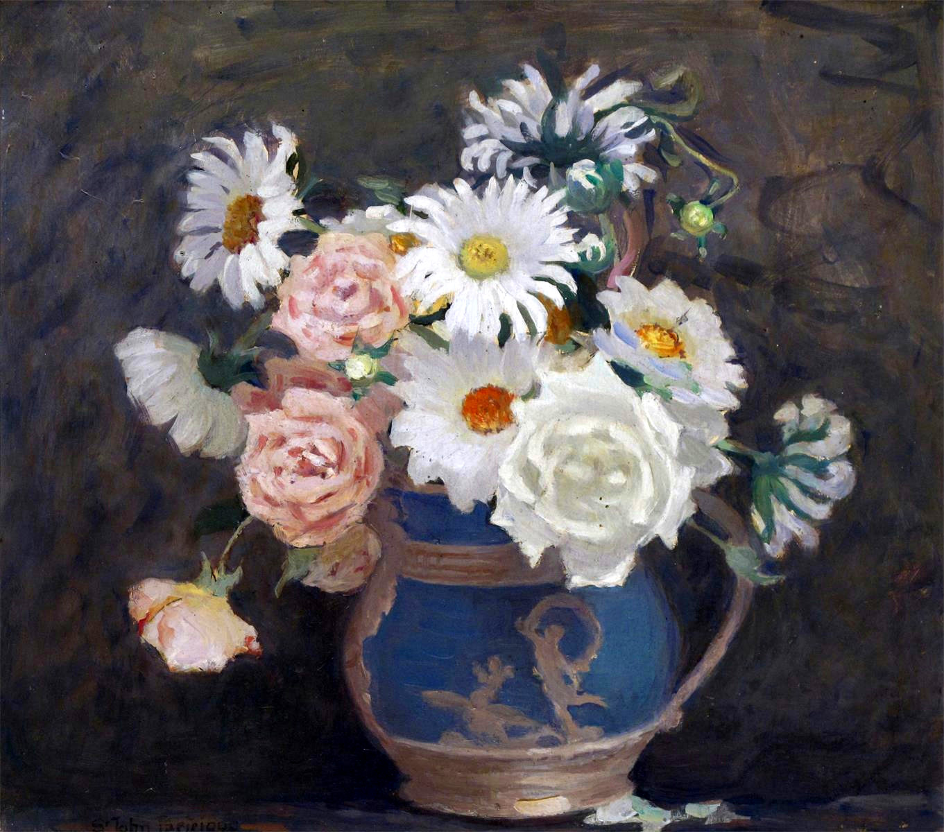 Roses and Daisies in a Jug