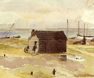 Fishing Shed and Boats on the Beach