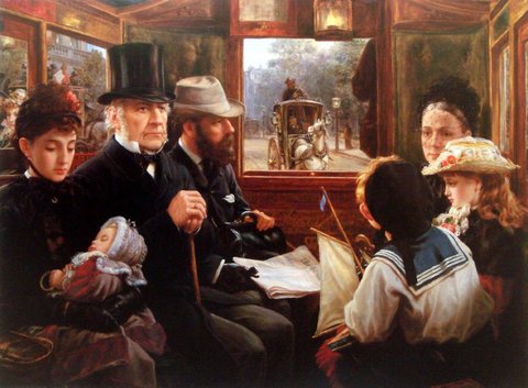 An Omnibus Ride to Piccadilly Circus: Mr Gladstone Travelling with Ordinary Passengers