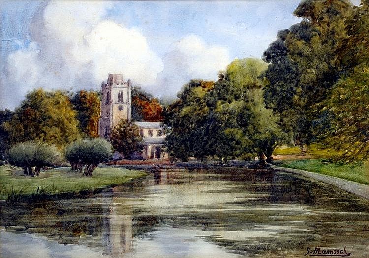 British Church in River Landscape