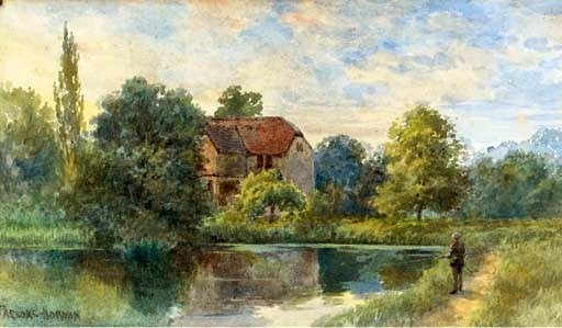 Fly-fishing before a Watermill