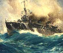 Battleship in Stormy Waters