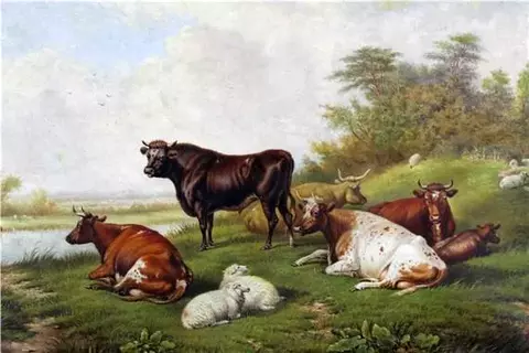 A River Landscape with Cattle