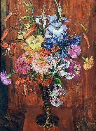 Mixed Summer Flowers in a Glass Vase