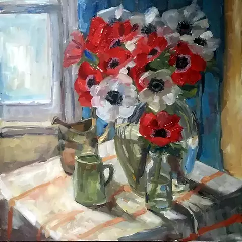 Anemones in Red and White
