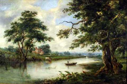 River Landscape with Figure in a Punt