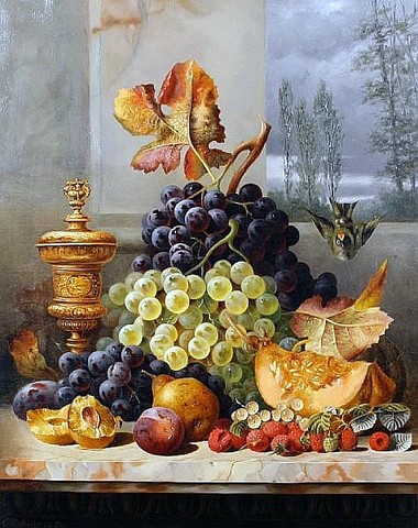 Still Life of Fruit on a Marble Ledge