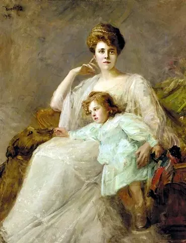 Portrait of the 6th Marquess of Donegal (1903-1975) with his mother (1880-1952)