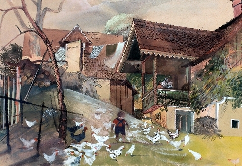 Child with Chickens