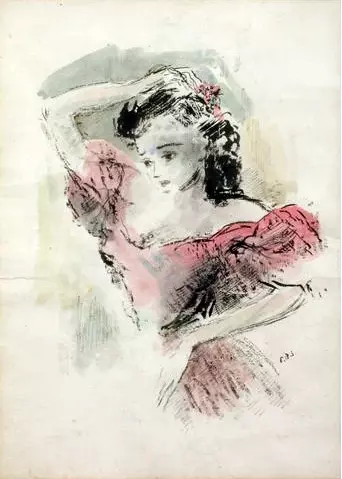 Portrait of a Young Woman wearing a Pink Dress
