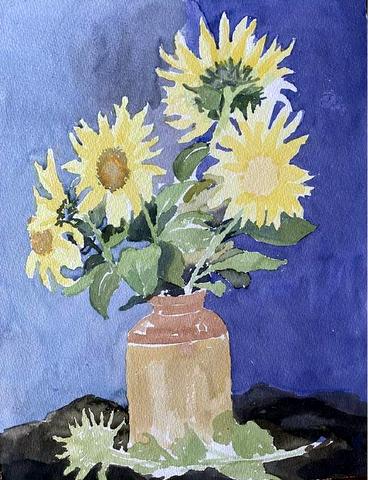 Flowers in a Vase-Sunflowers